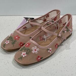 Women's Elsa Floral Mesh Mary Jane Flats - Wild Fable Pink 7